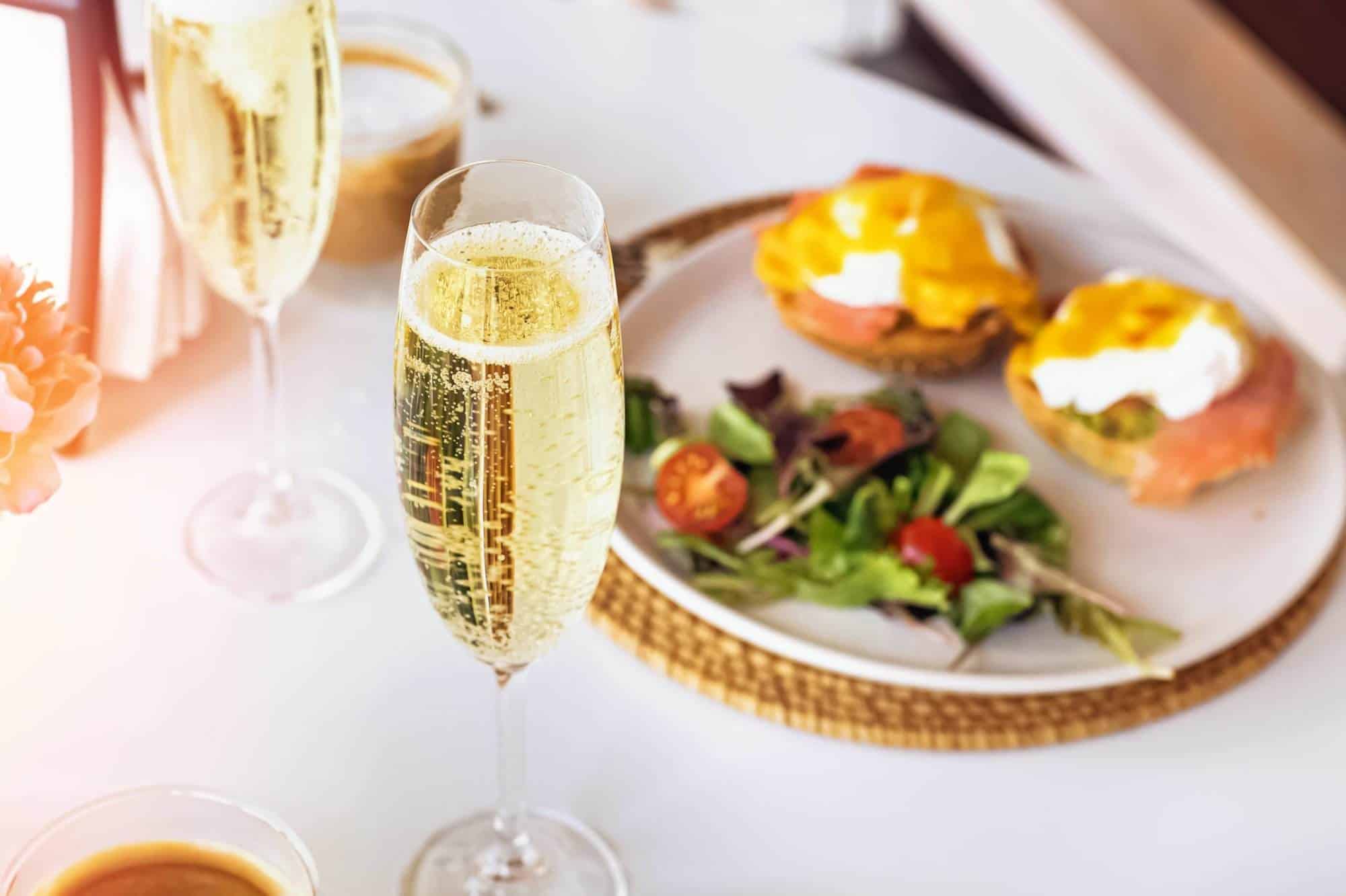 Elegant Brunch with Prosecco and Eggs Benedict