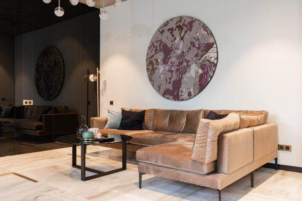 Elegant contemporary living room interior design.